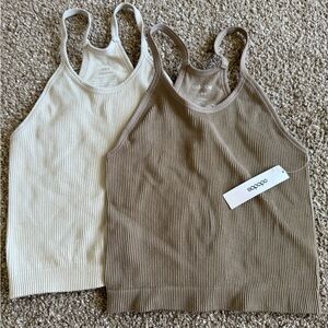 NWT Women's Ribbed Tank Tops - Cream and Brown